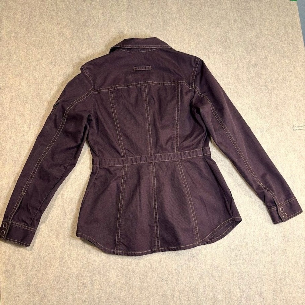 Cabi Utility Jacket Womens Large Brown Cotton Twill Snap Front Military Chic L - Picture 2 of 11